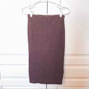 Forever 21 | Burgundy & white stripped midi skirt
